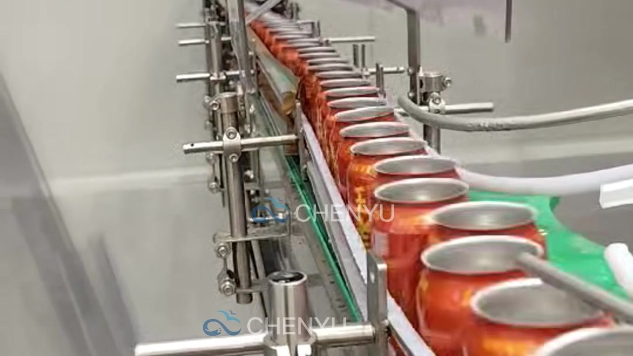 易拉罐罐装输送线现场实拍